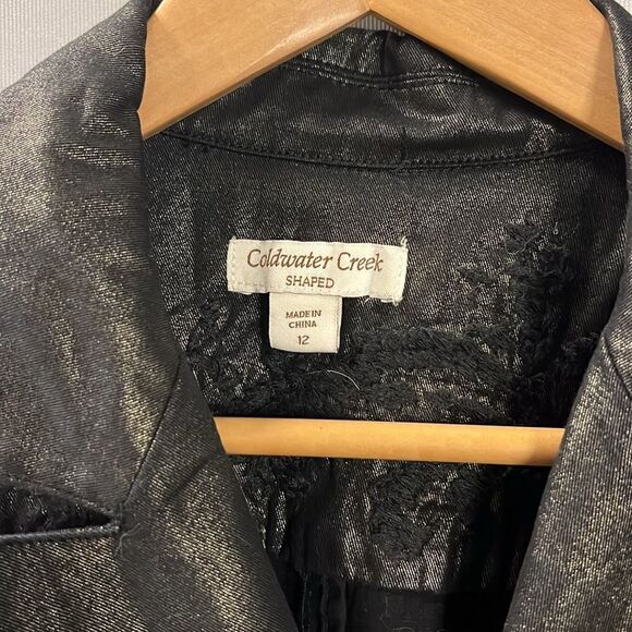NWT Coldwater Creek Black Gold Metallic Embroidered Riding Jacket 12 misses - Picture 4 of 11